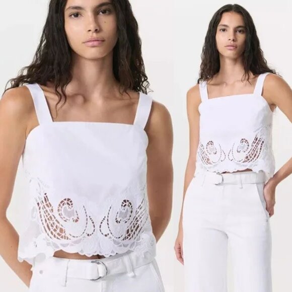 rag & bone Tops - NEW Rag & Bone Clem Eyelet Embroidered Trim 100% Cotton Tank White $198 Sheer